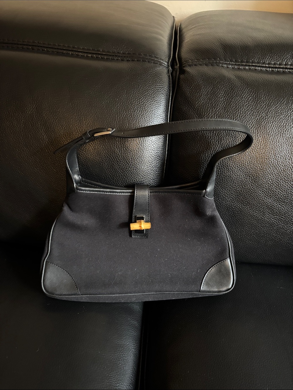LOFT Black Mini Shoulder Bag with Gold Snap